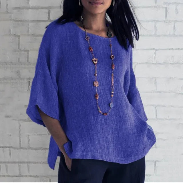 Haut fluide femme coupe décontractée, du S au 5XL, bleu
