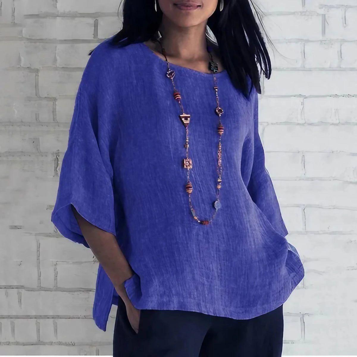 Haut fluide femme coupe décontractée, du S au 5XL, bleu