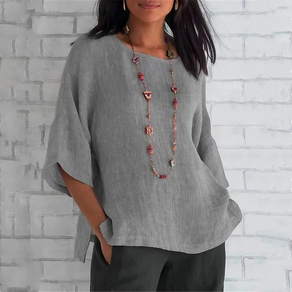 Haut fluide femme coupe décontractée, du S au 5XL, gris