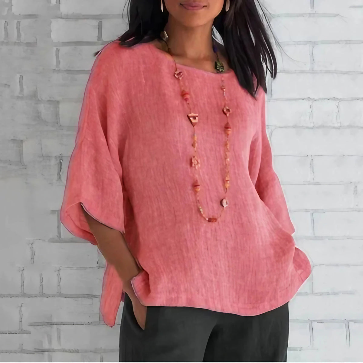 Haut fluide femme coupe décontractée, du S au 5XL, rose