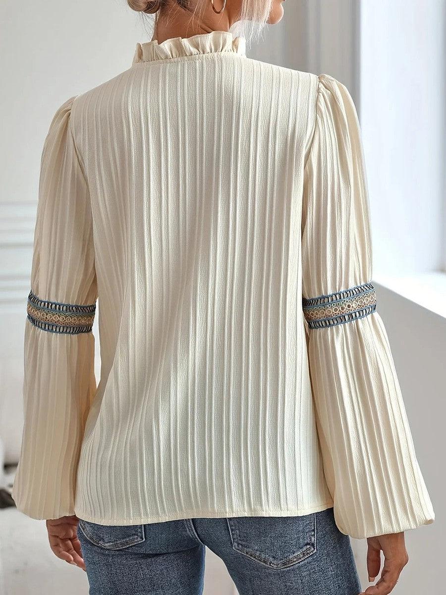 Blouse blanche femme style vintage, manches longues
