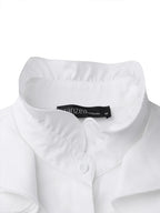 Blouse femme à volants au col et aux poignets, noir ou blanc