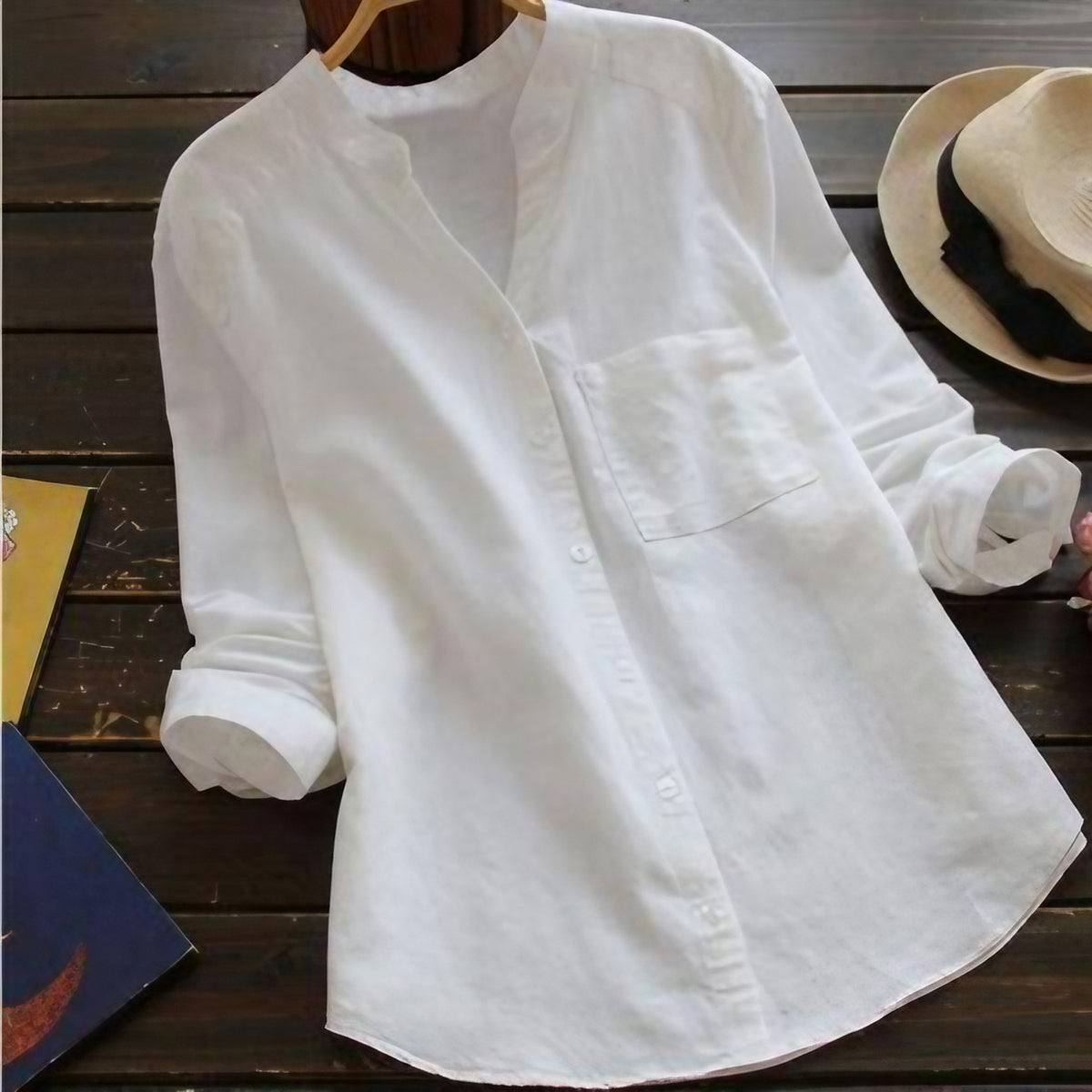 Chemise ample femme, sept coloris, du S au 3XL, blanc