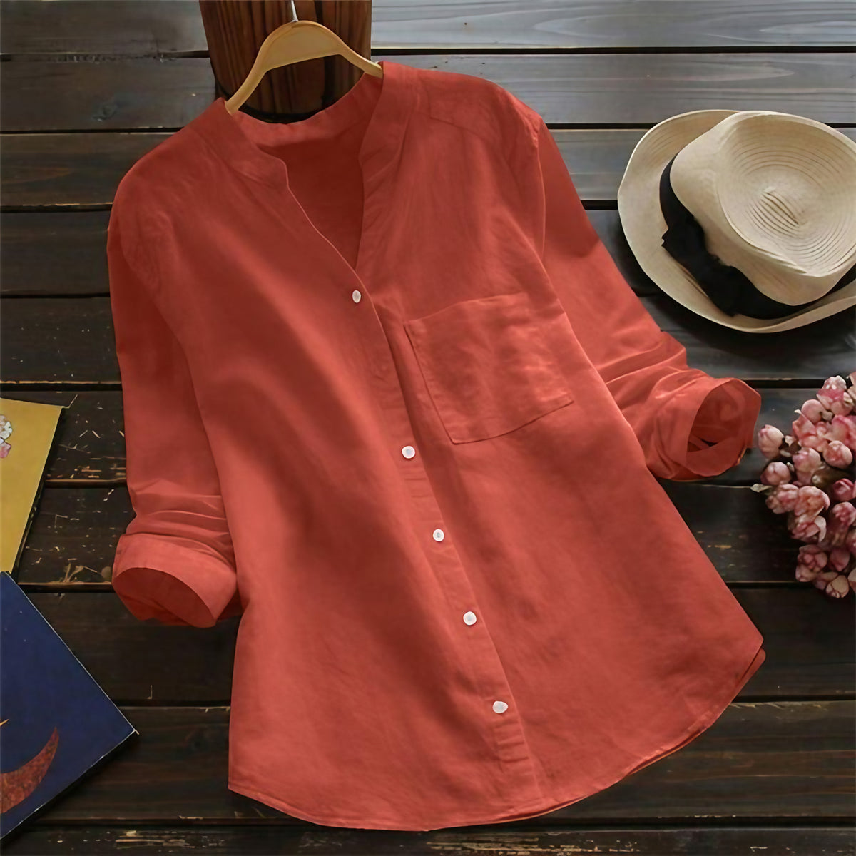 Chemise ample femme, sept coloris, du S au 3XL, rouge