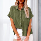 Blouse femme ample à manches courtes, huit coloris, S au 5XL, vert