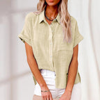 Blouse femme ample à manches courtes, huit coloris, S au 5XL, beige