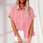 Blouse femme ample à manches courtes, huit coloris, S au 5XL, rose