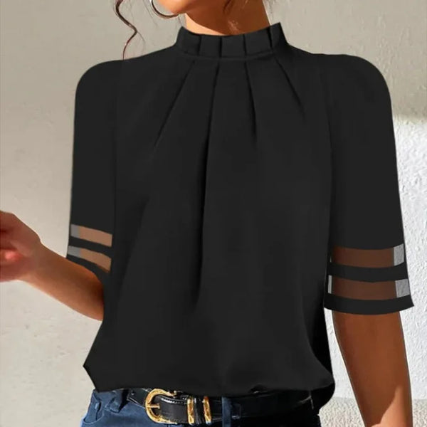 Blouse femme coupe droite à col classique, trois modèles