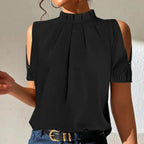 Blouse femme coupe droite à col classique, trois modèles