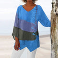 Blouse femme d'été à dentelle et broderies, du S au 5XL, bleu roi