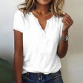 Blouse blanche femme à col V, coupe ample, pour l'été, blanc