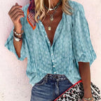 Blouse femme légère et fluide pour l'été, six coloris, bleu