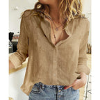 Blouse femme ajustée, unie ou à motif oiseaux, du 32 au 46, marron