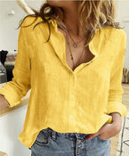 Blouse femme ajustée, unie ou à motif oiseaux, du 32 au 46, jaune