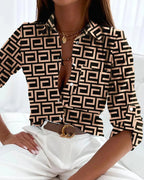 Blouse à rayures femme coupe cintrée, du S au 3XL, marron