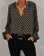 Blouse femme à manches longues, noir, rouge ou bleu, du S au 3XL, noir