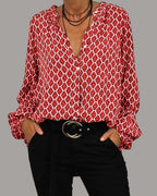 Blouse femme à manches longues, noir, rouge ou bleu, du S au 3XL, rouge