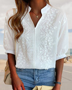 Blouse blanche femme à manches bouffantes, du M au 3XL