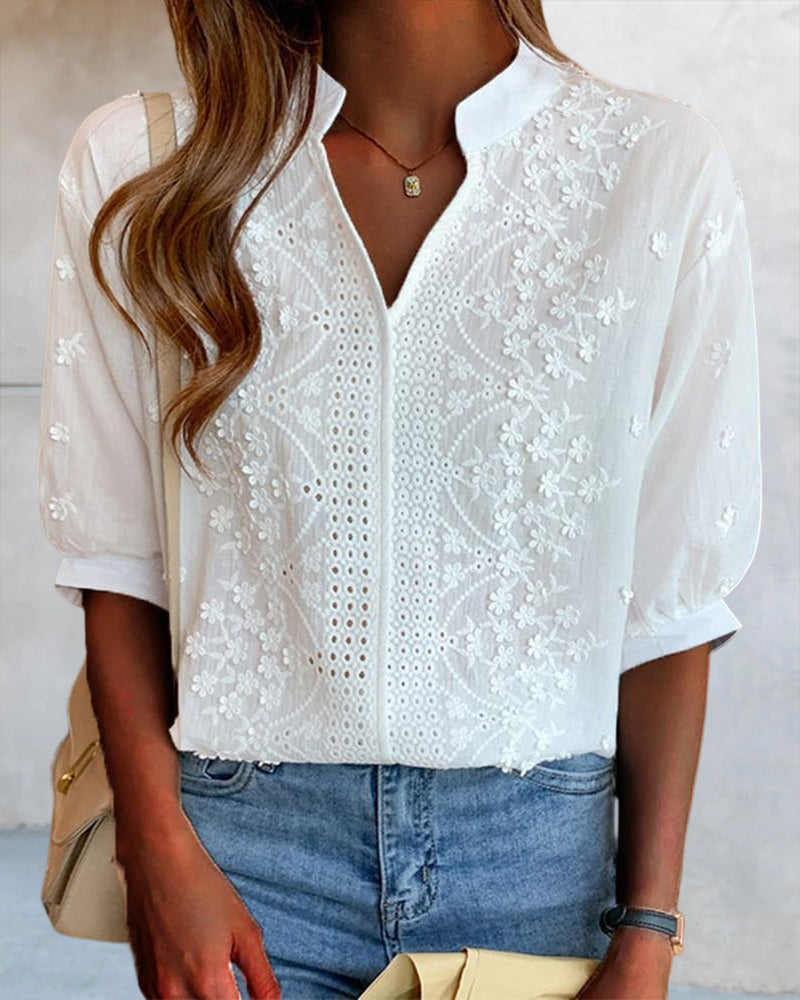 Blouse blanche femme à manches bouffantes, du M au 3XL