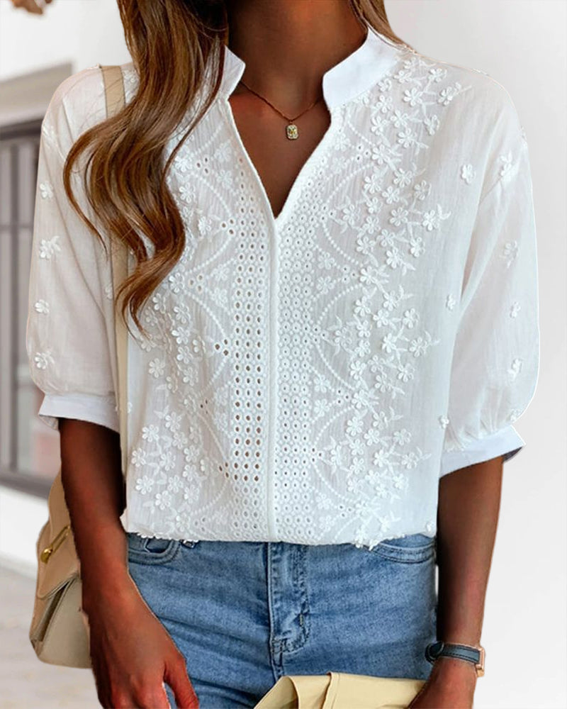 Blouse blanche femme à manches bouffantes, du M au 3XL