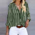 Blouse rayée femme à manches longues, détail noué, S au 5XL, vert