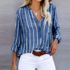 Blouse rayée femme à manches longues, détail noué, S au 5XL, bleu
