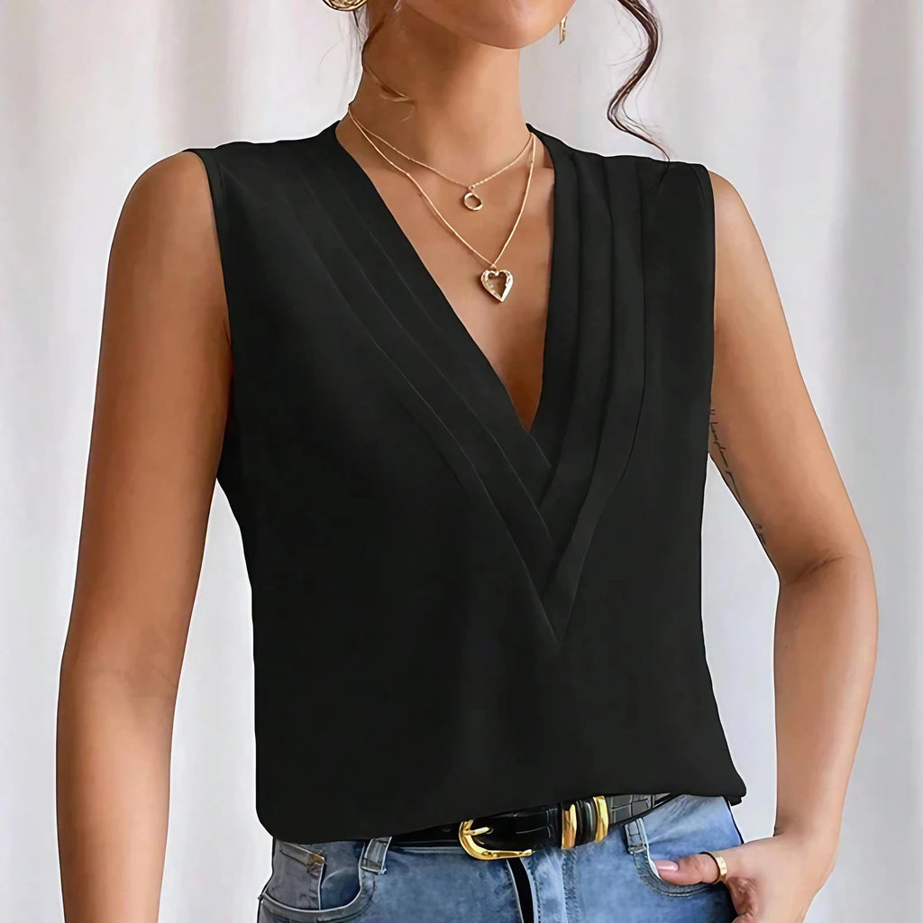 Blouse sans manches femme, cinq coloris, du S au 3XL, noir
