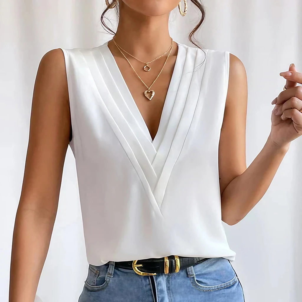 Blouse sans manches femme, cinq coloris, du S au 3XL, blanc