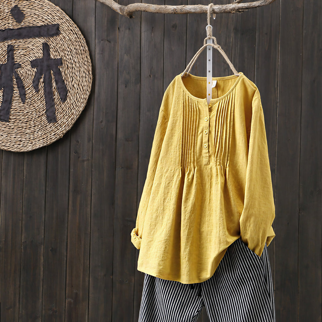 Blouse femme à manches longues, du M au 5XL, quatre coloris, jaune