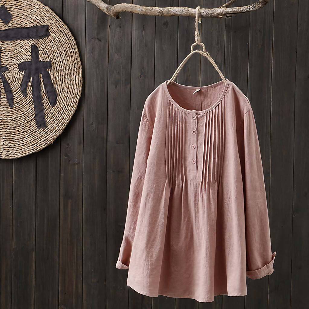 Blouse femme à manches longues, du M au 5XL, quatre coloris, rose