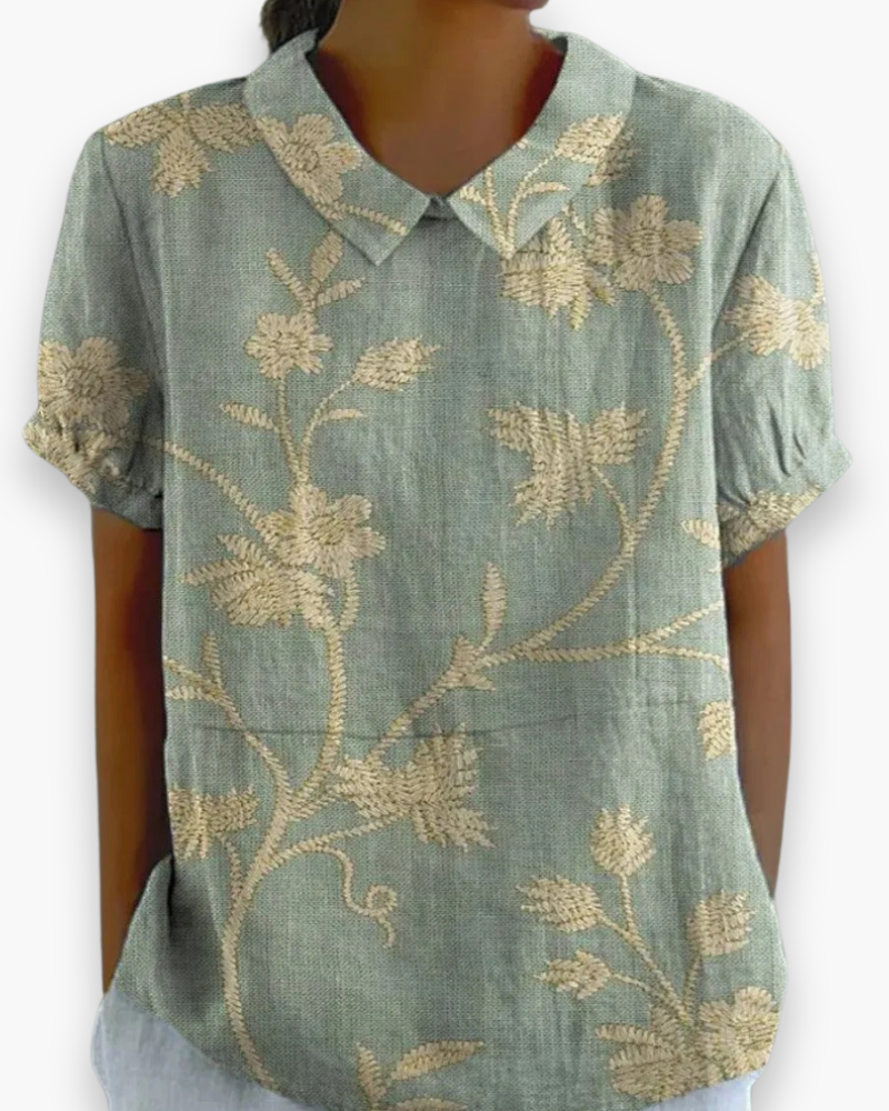 Blouse fleurie femme coupe décontractée, dix coloris, jaune vert