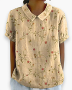 Blouse fleurie femme coupe décontractée, dix coloris, jaune vieilli