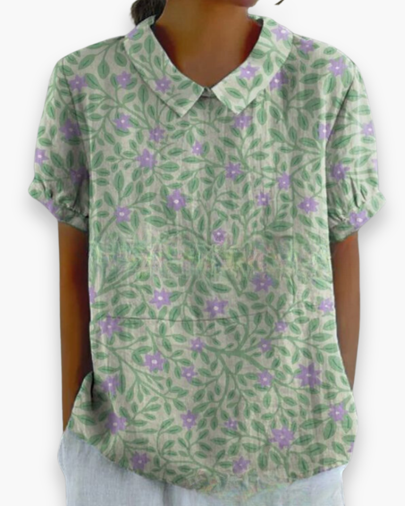 Blouse fleurie femme coupe décontractée, dix coloris, vert à imprimé floral