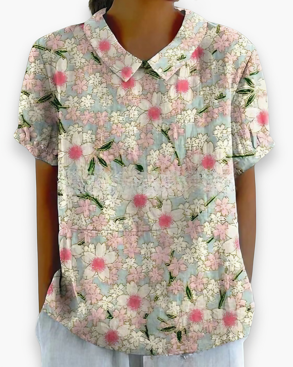 Blouse fleurie femme coupe décontractée, dix coloris, rose foncé