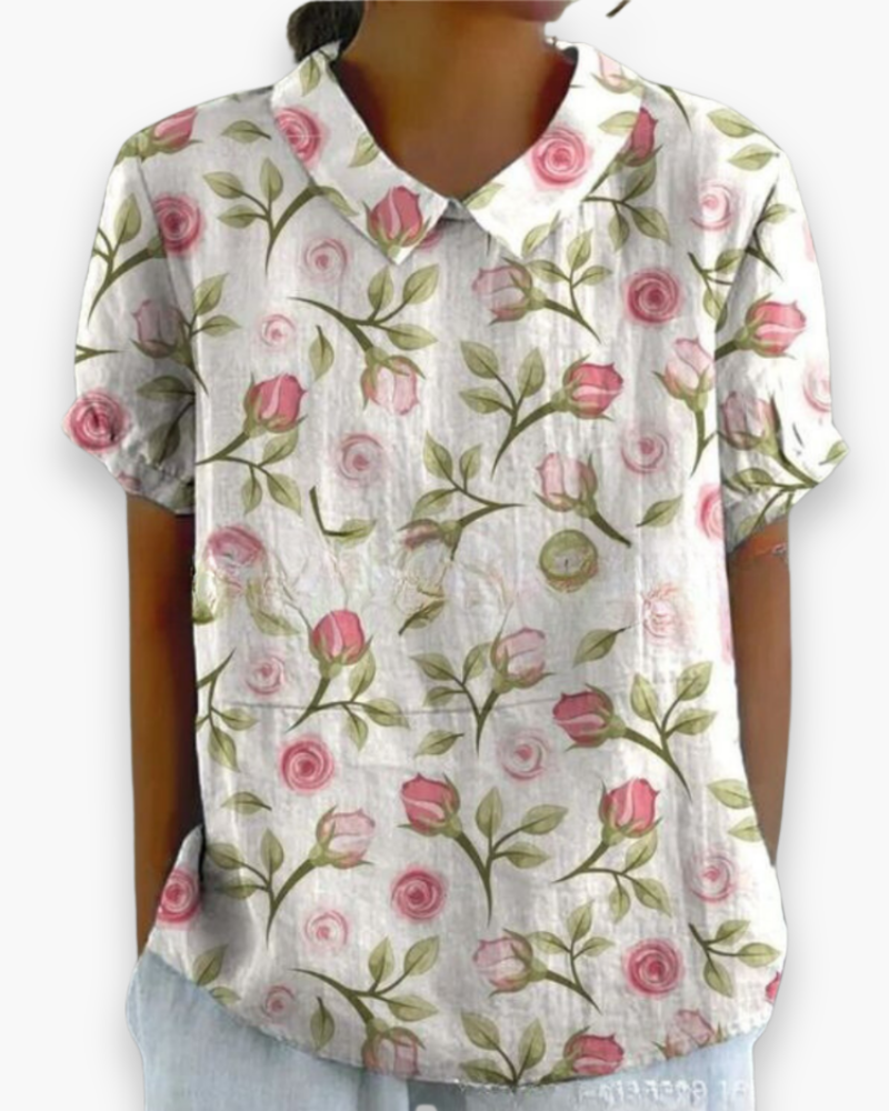 Blouse fleurie femme coupe décontractée, dix coloris, rose à motif floral
