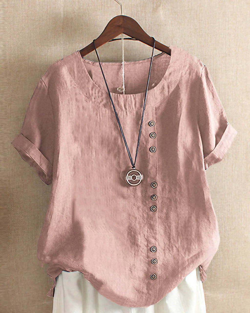 Blouse légère femme boutonnée, manches longues, neuf coloris, rose
