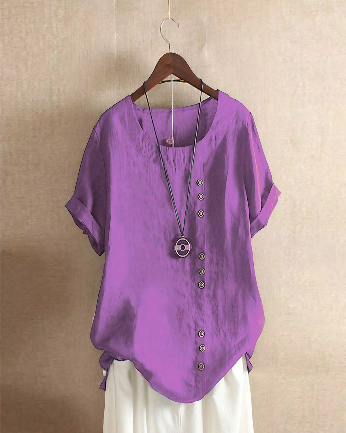 Blouse légère femme boutonnée, manches longues, neuf coloris, mauve