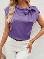 Blouse fluide femme à nœud sur l'épaule, douze coloris, violet