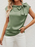 Blouse fluide femme à nœud sur l'épaule, douze coloris, vert clair