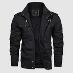Blouson aviateur homme col montant, zip et poches poitrine, noir