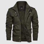 Blouson aviateur homme col montant, zip et poches poitrine, vert