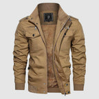 Blouson aviateur homme col montant, zip et poches poitrine, kaki