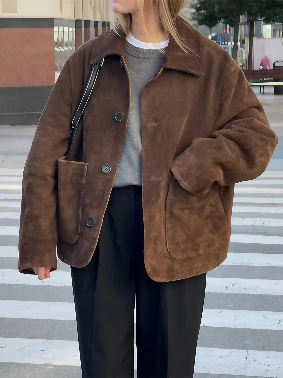 Blouson aviateur femme zippé, coupe bomber, printemps et été, brun