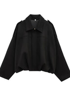 Blouson aviateur femme zippé, coupe bomber, printemps et été, noir