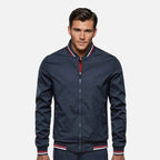 Blouson bomber homme à finitions bicolores, quatre coloris, bleu