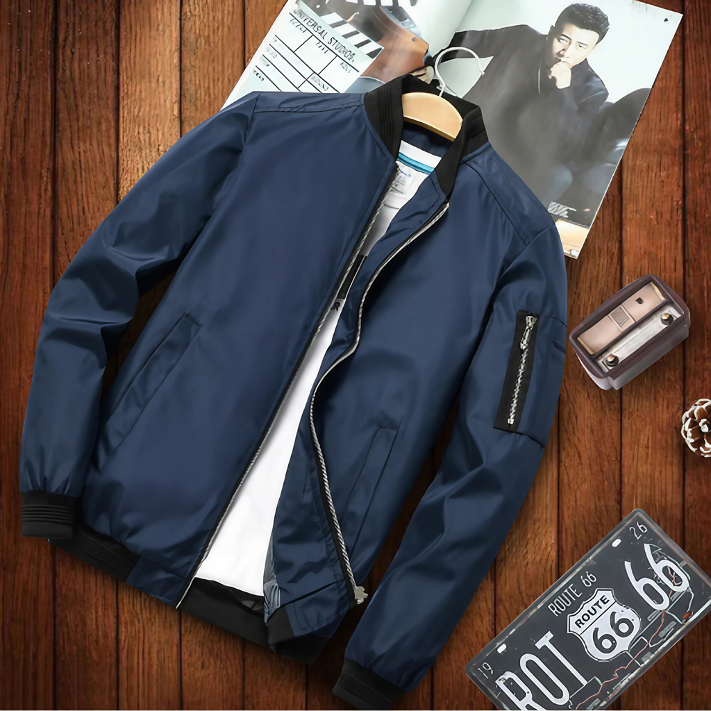 Blouson bomber homme multipoches coupe-vent, du S au 4XL, bleu