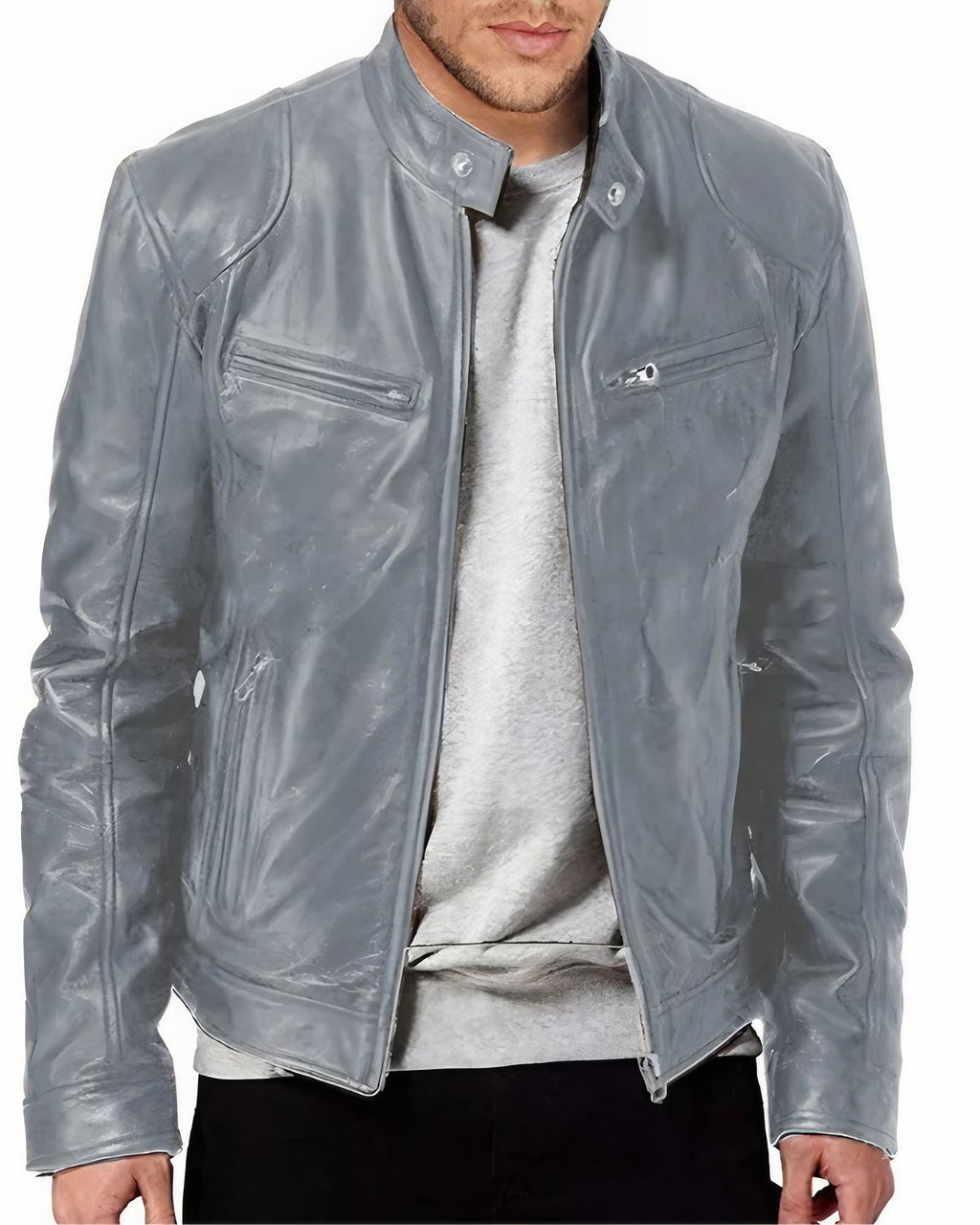 Blouson de moto homme léger, six coloris, du S au 5XL, gris