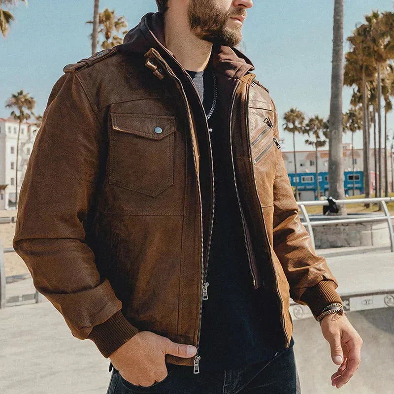 Blouson homme marron coupe nette, du S au 4XL