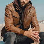 Blouson homme marron coupe nette, du S au 4XL