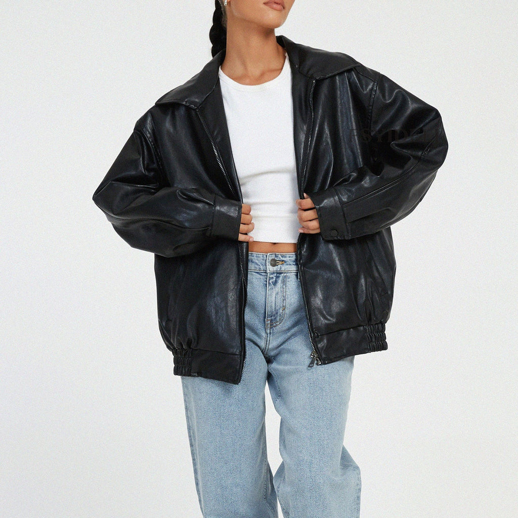 Blouson motard femme à zip asymétrique, poches zippées, S au 2XL, noir
